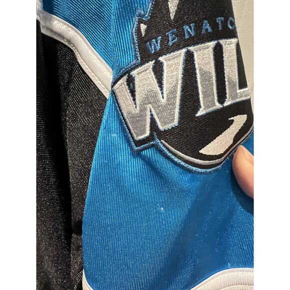 Wenatchee Wild OT Sport Hockey Jersey Mens L Black Blue White WHL Authentic - Picture 6 of 10